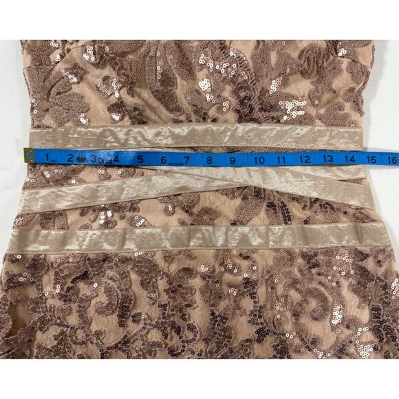 Tadashi Shoji Size 6 Nude Rose Sequin Lace Sheath Dress • Cocktail Formal Glam - Picture 13 of 15